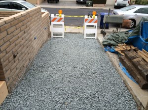 Front entrance gravel all level and compact. Ready for the forms.