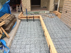 That's more like it! Nicely balanced and allows access up the ramp (on the right), from the driveway apron (on the left), and from the garage.