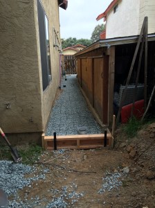 Service sidewalk all ready. I'm replacing the square grates with round ones on the advice of the subcontractor to minimize cracking.