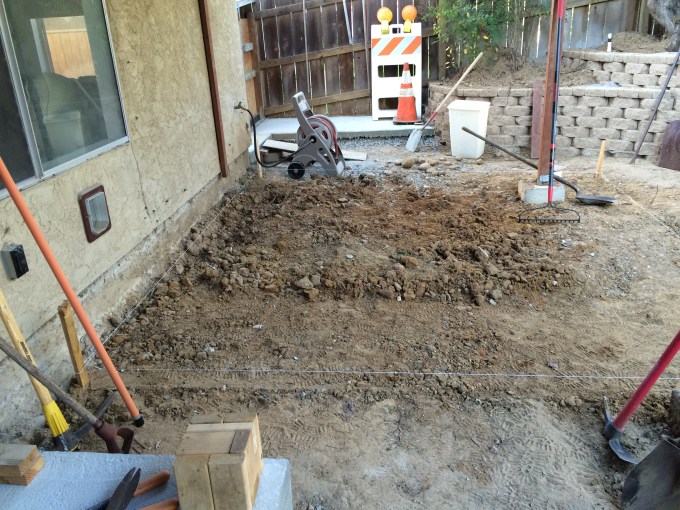 Now that the building lines are set, I have to remove additional dirt to get to the correct level.