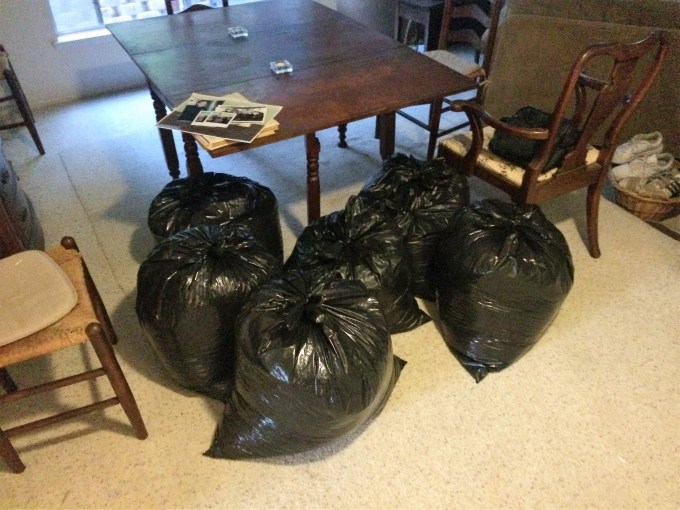 Here are 6 large garbage bags of shred. We had a lot of old papers with personal information. Good thing we had a pro shredder!